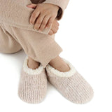 Oatmeal Cozy Teddy Bear Faux Fur Snoozies with Memory Foam - Extra Large (Shoe Size 9-10)