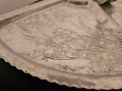 Vintage Hand Wrought Aluminum Relish Tray with Tulips