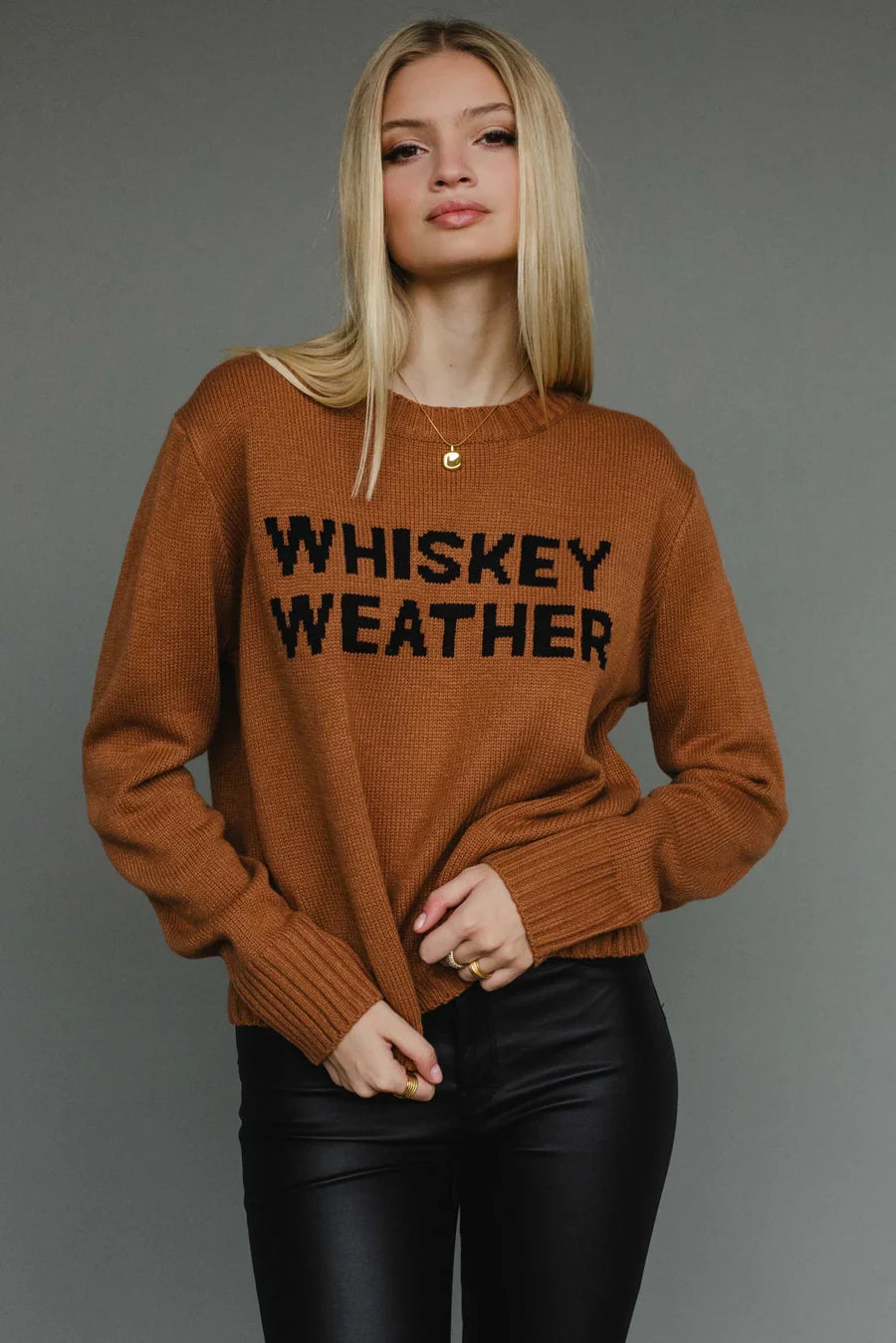 Whiskey Weather Knit Sweater – Brown/Caramel