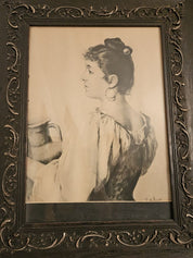 Antique Framed Print of Woman with a Jug by Federico Andreotti