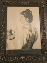 Antique Framed Print of Woman with a Jug by Federico Andreotti