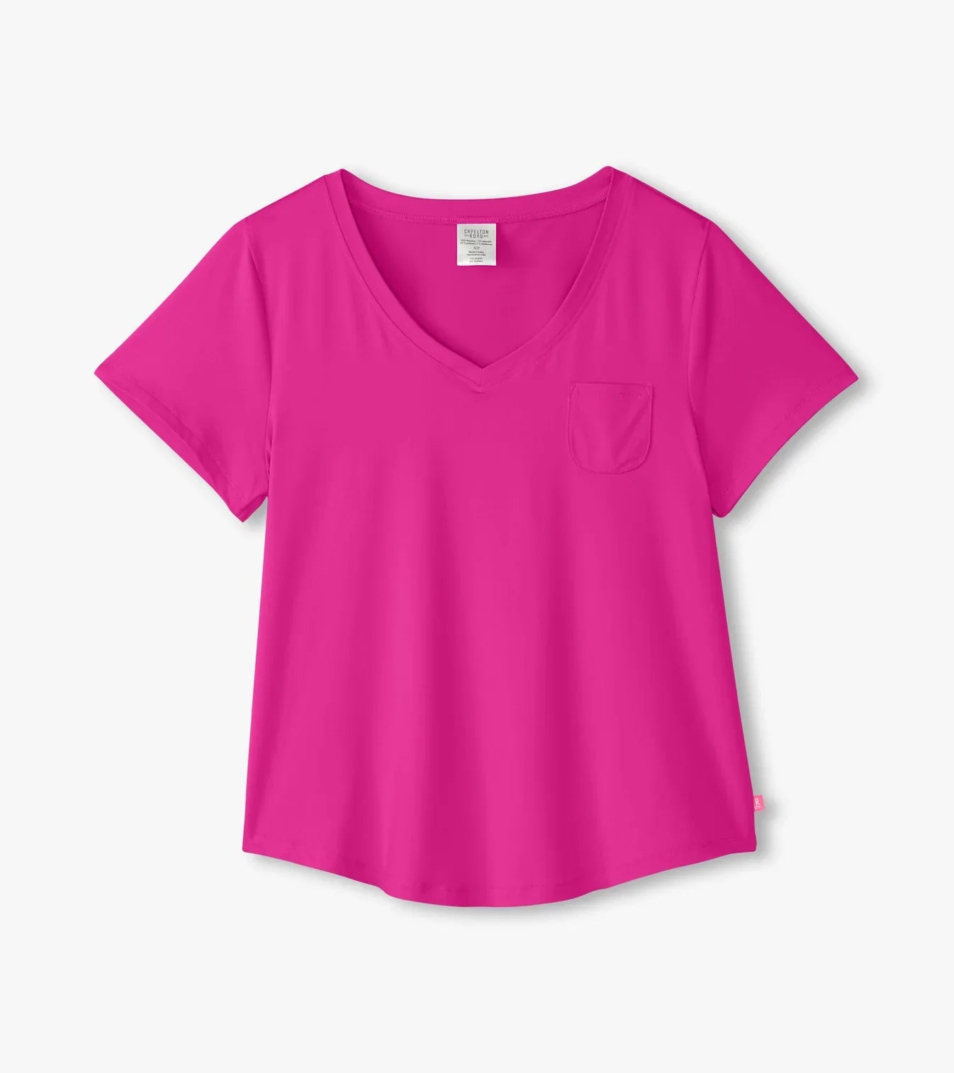 Women_sRoseVioletPolyknitV-NeckT-Shirt-flatlay.webp