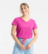 Women’s Rose Violet Polyknit V-Neck T-Shirt