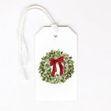 Red bow wreath gift tags