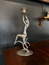 Seville Studio 1920s Art Deco Brass Standing Nude Figural Candle Holder