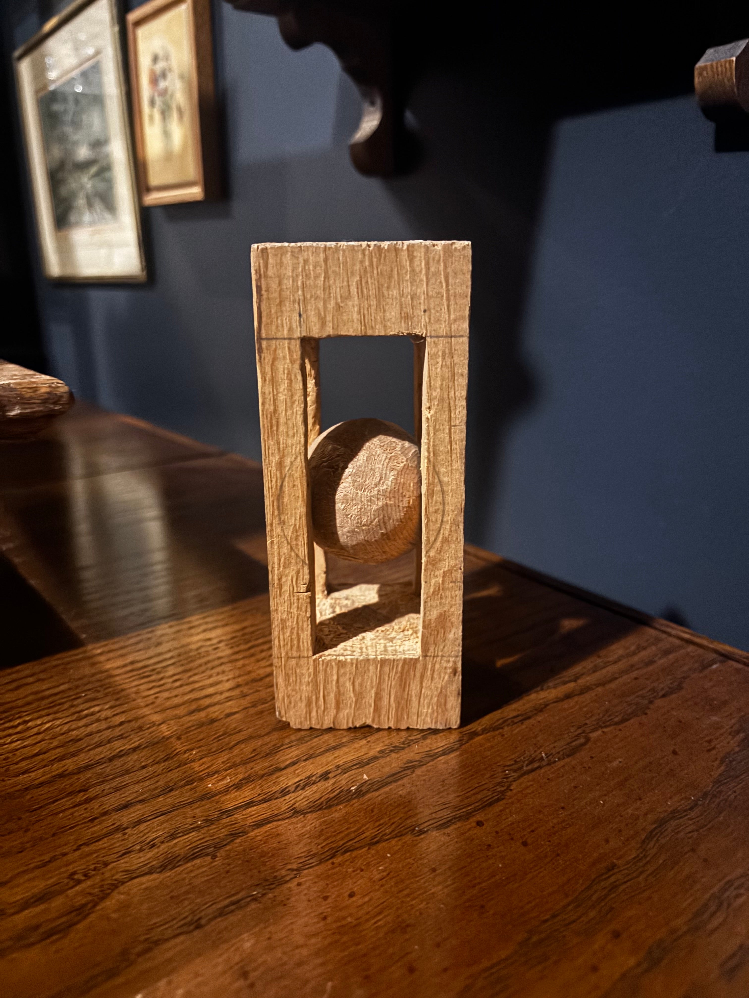 ball in cage wooden folk art