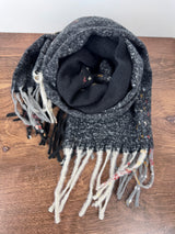 Black Super Soft Scarf with Stitch Detailing - 72" L x 23" W