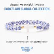 Blue & White Holy Water Porcelain Cross Bracelet