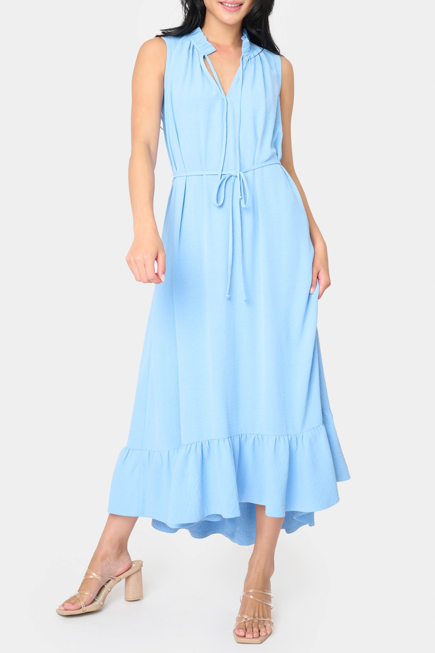 Blue Skies & Ruffles Midi Dress