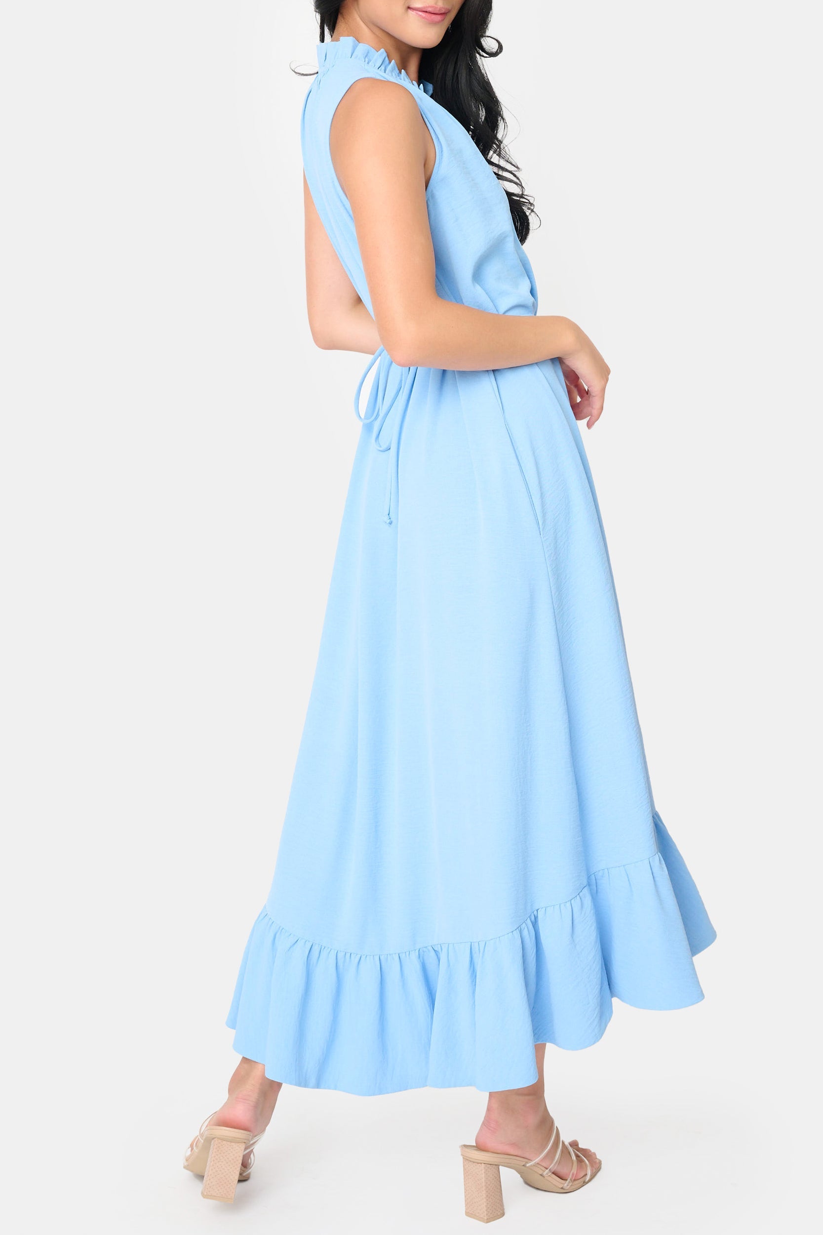 Blue Skies & Ruffles Midi Dress