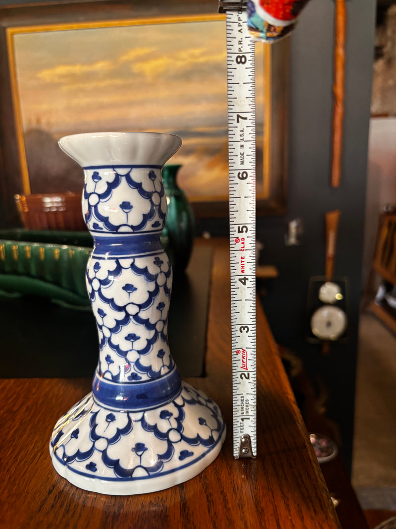 vintage blue and white chinoiserie candlesticks, set of 2 by 603 - Mavis Estate Edit