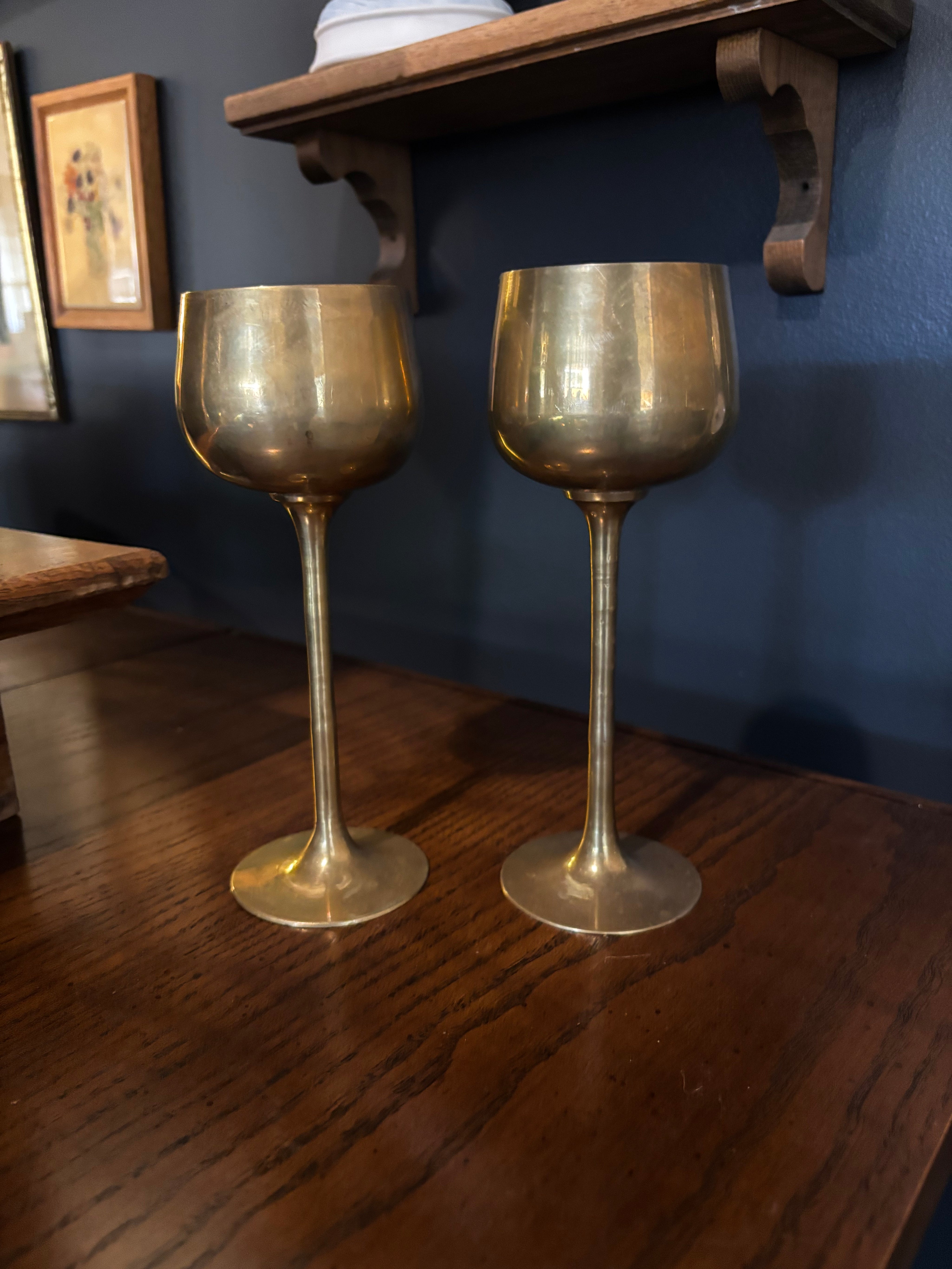 vintage mcm brass goblet