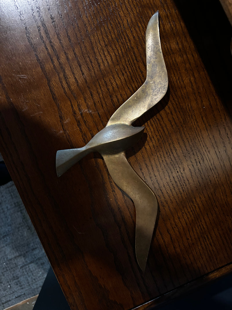vintage mid-century modern solid brass seagull, 14" by 603 - Mavis Estate Edit