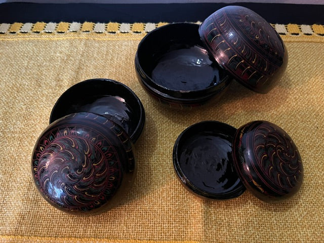 Burmese Lacquerware Nesting boxes Set of 3
