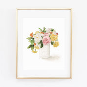 8” x 10” Watercolor Bouquet in Hobnail Vase Print - JSQ Mercantile