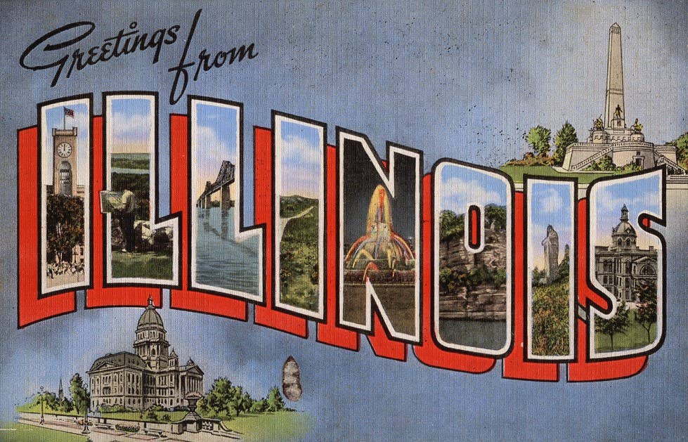 Greetings from Illinois Laptop Sticker Water Bottle Decal