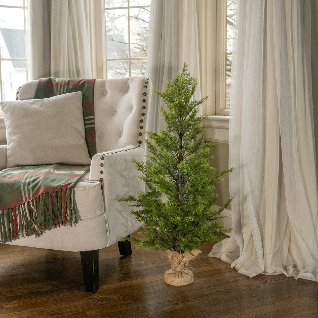37" Faux Cedar tree with Burlap