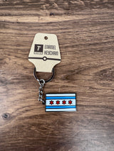 Chicago Flag Enamel Keychain