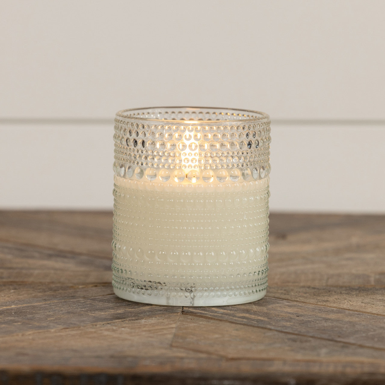 4" Clear Hobnob Glass 3D Flameless Flickering Candle w/ Timer