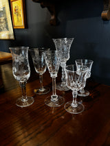 Gorham De Medici crystal stemware liqueur glasses 1971, set of 6 assorted