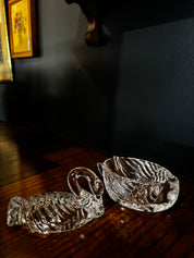 small crystal swan trinket box