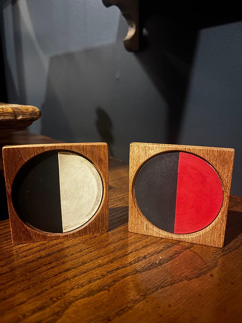 Laurids Lonborg Danish teak and color-block coasters, set of 2 by 603 - Mavis Estate Edit