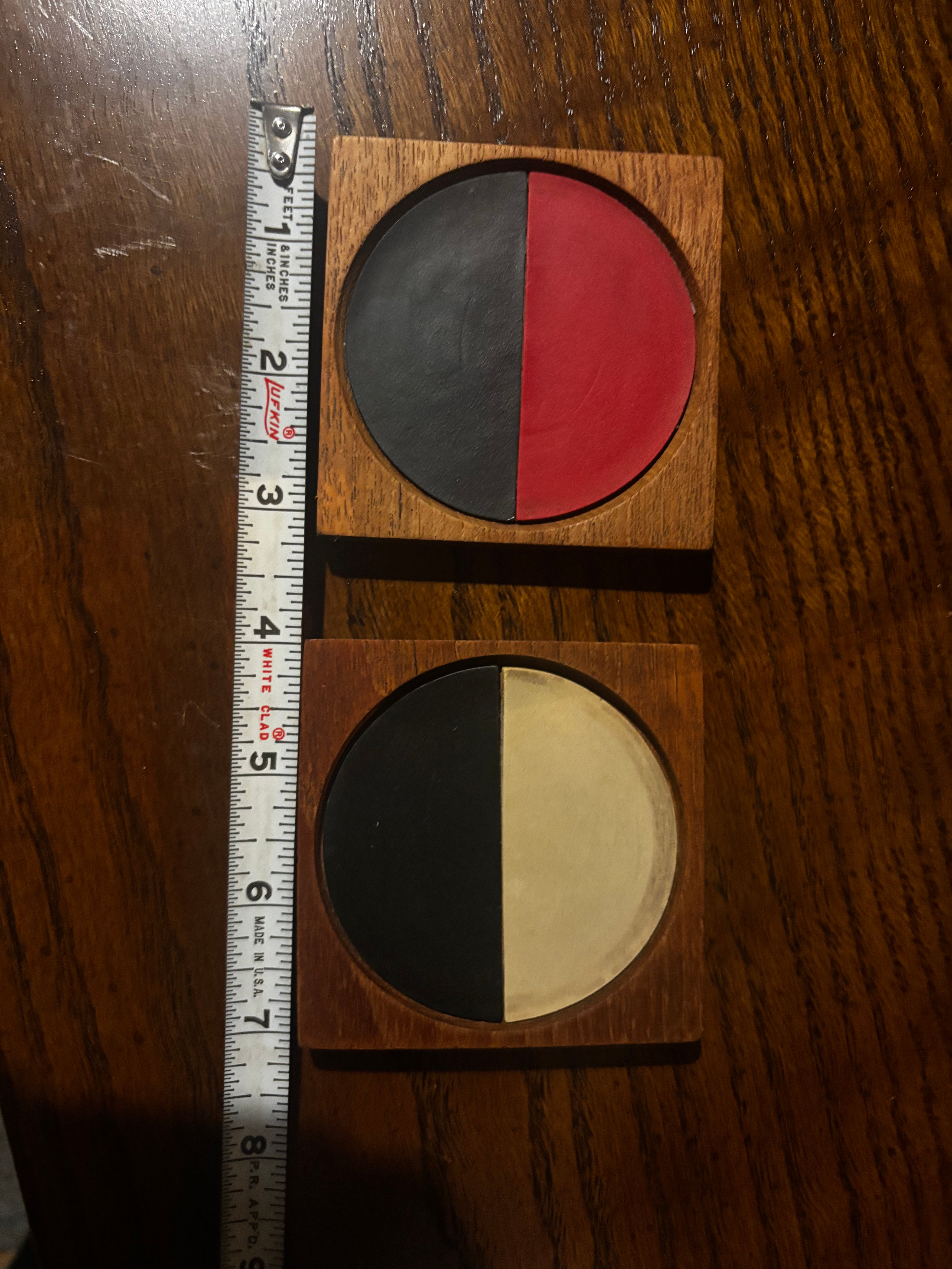 Laurids Lonborg Danish teak and color-block coasters, set of 2