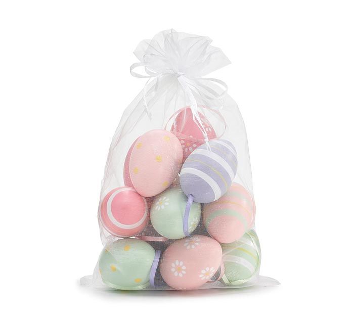Easter Egg Ornaments in Mesh Bag – Assorted Designs by 112 - Peony Lane Boutique