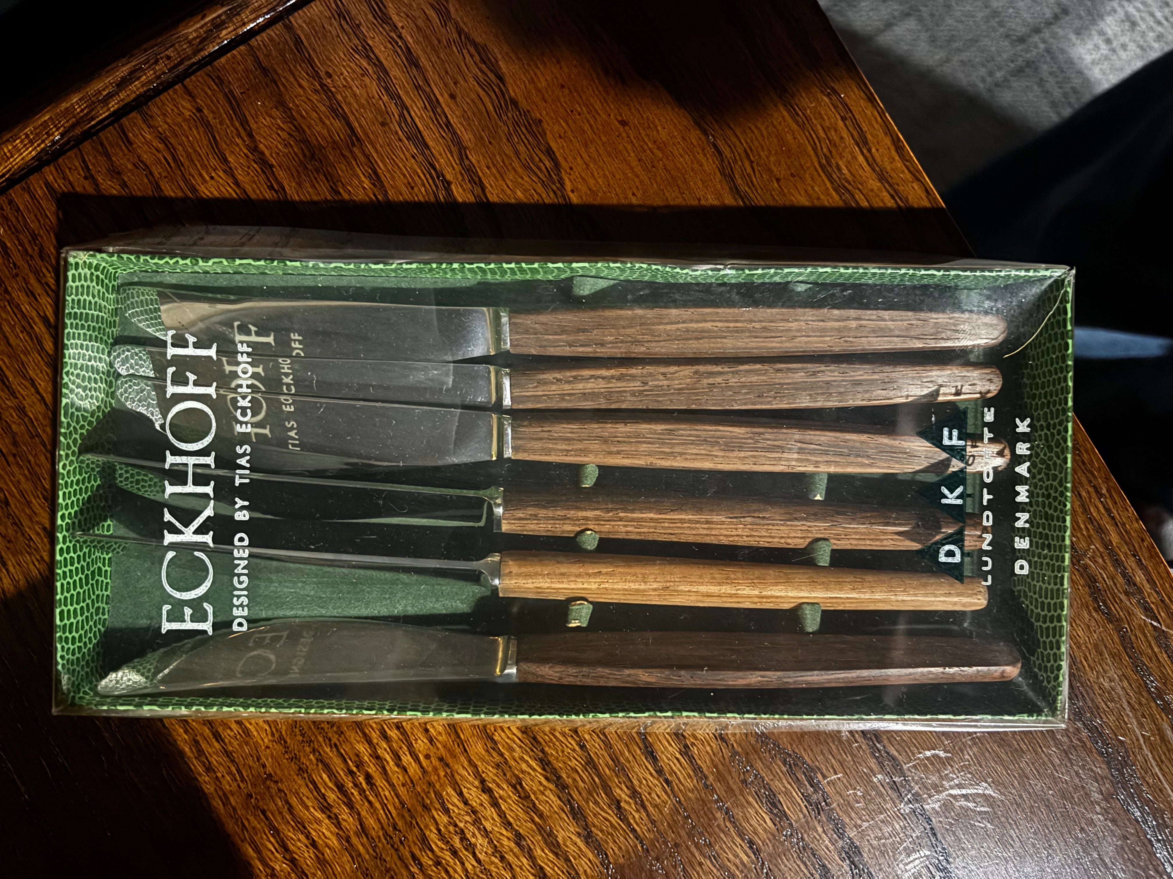 Danish mid-century modern flatware by Tias Eckhoff, 4 boxes of sets of 6