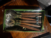 Danish mid-century modern flatware by Tias Eckhoff, 4 boxes of sets of 6