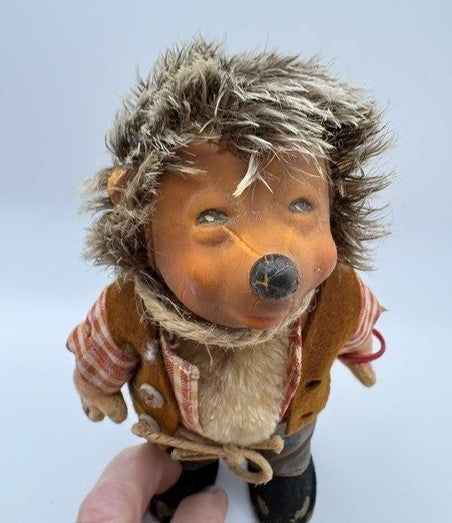 1950's Steiff Mecki Hedgehog Dad Doll with tag on wrist.