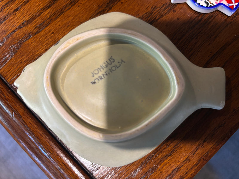 johgus bornholm vintage mid-century modern cermaic flatfish /flounder dish — alternate view