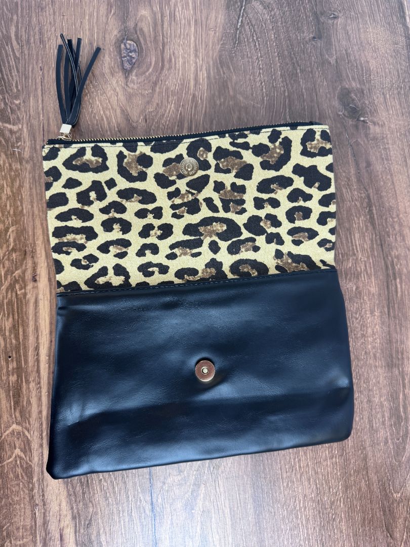 Fold Over Leopard Print Clutch