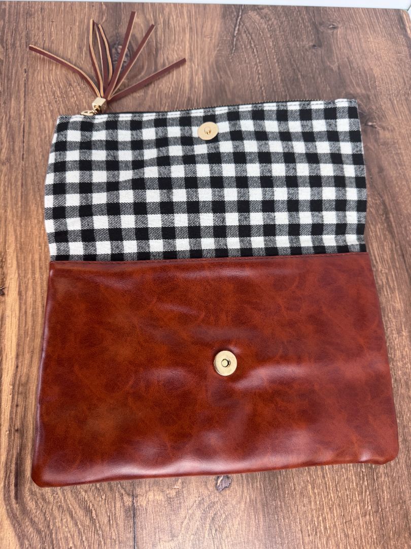Foldover Buffalo & Brown Clutch