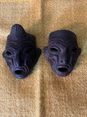 Set of 2 Terra Cotta Folk Art Masks