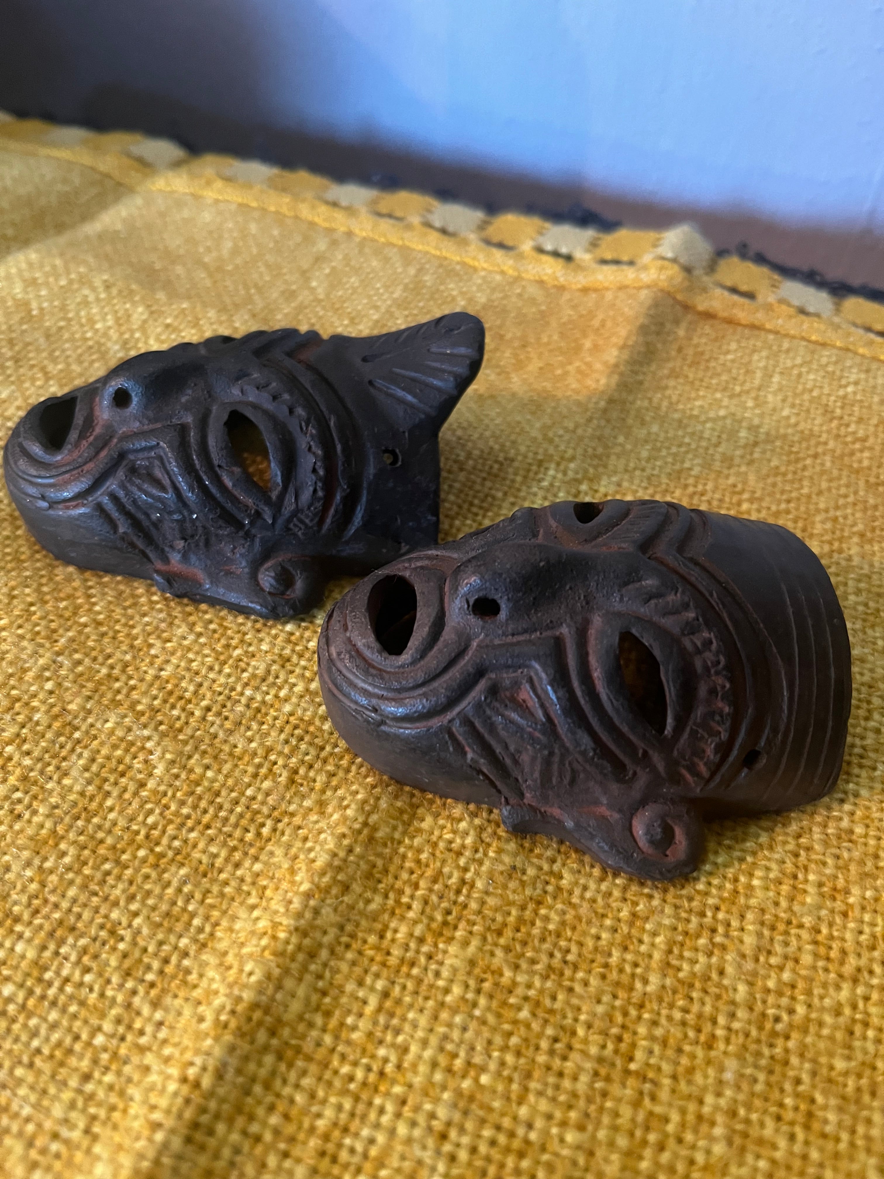 Set of 2 Terra Cotta Folk Art Masks
