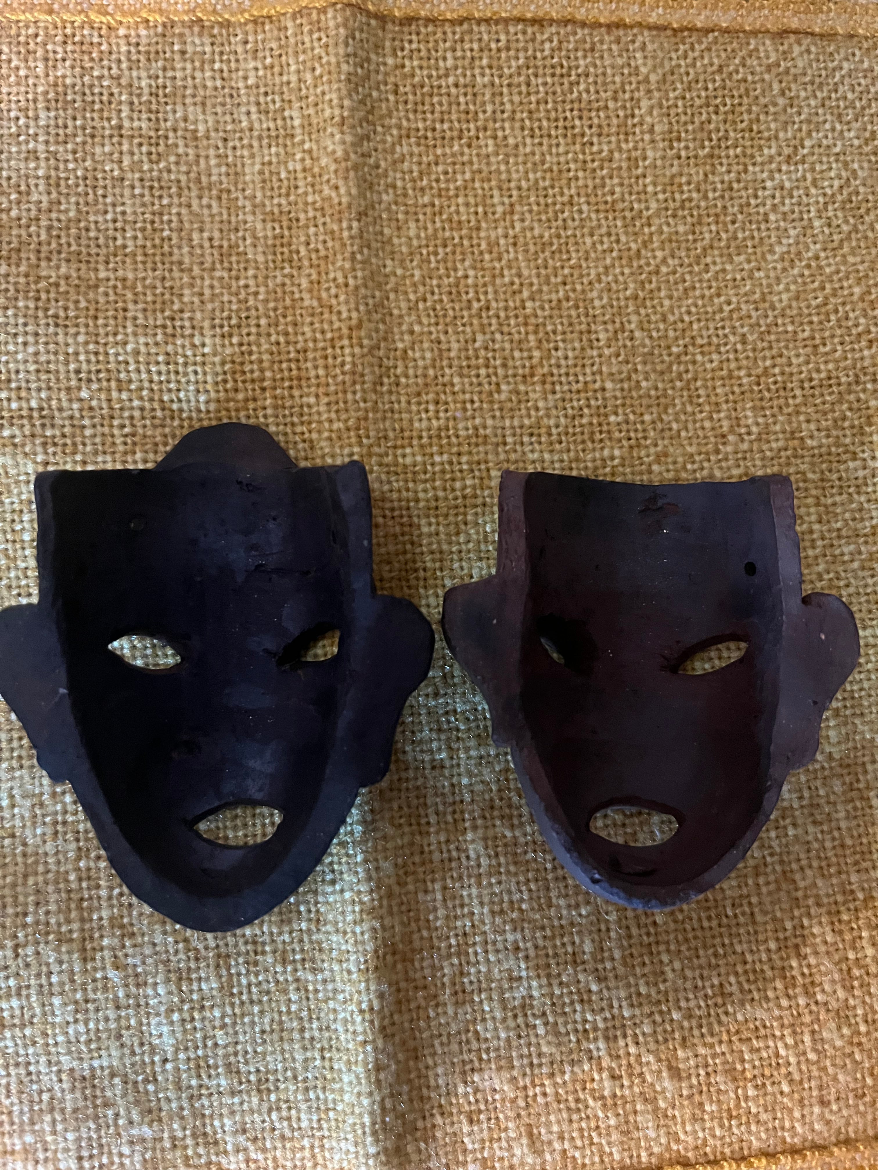 Set of 2 Terra Cotta Folk Art Masks