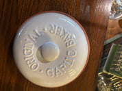 white enamel original garlic baker, crate and barrel