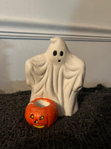 Vtg Ceramic Halloween Ghost Taper Candle Holder