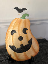 Jack-O-Lantern Metal Sign for Stake-Elongated Pumpkin