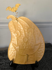 Jack-O-Lantern Metal Sign for Stake-Elongated Pumpkin