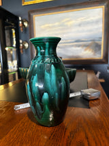 vintage drip ceramic vase, green