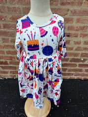 Happy Birthday 3/4 Sleeve Pocket Twirl Dress – Celebrate in Style