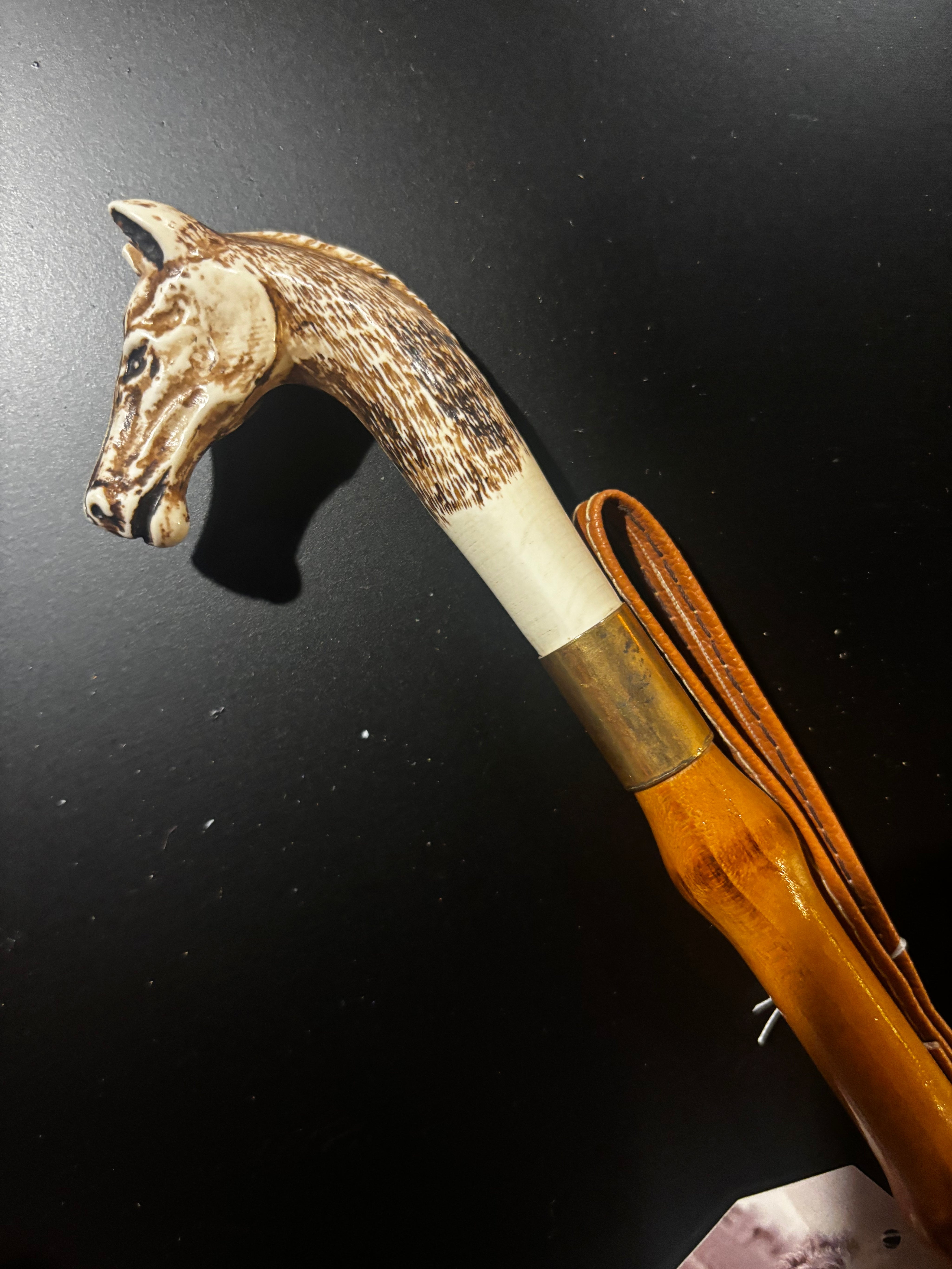 vintage horse head bamboo shoe horn