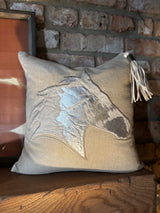 canvas starlight stallion pillow with suede tassle