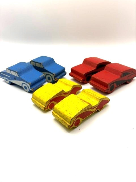 1965 PLAYSCHOOL 6 Wooden Cars for #423 Parking Garage