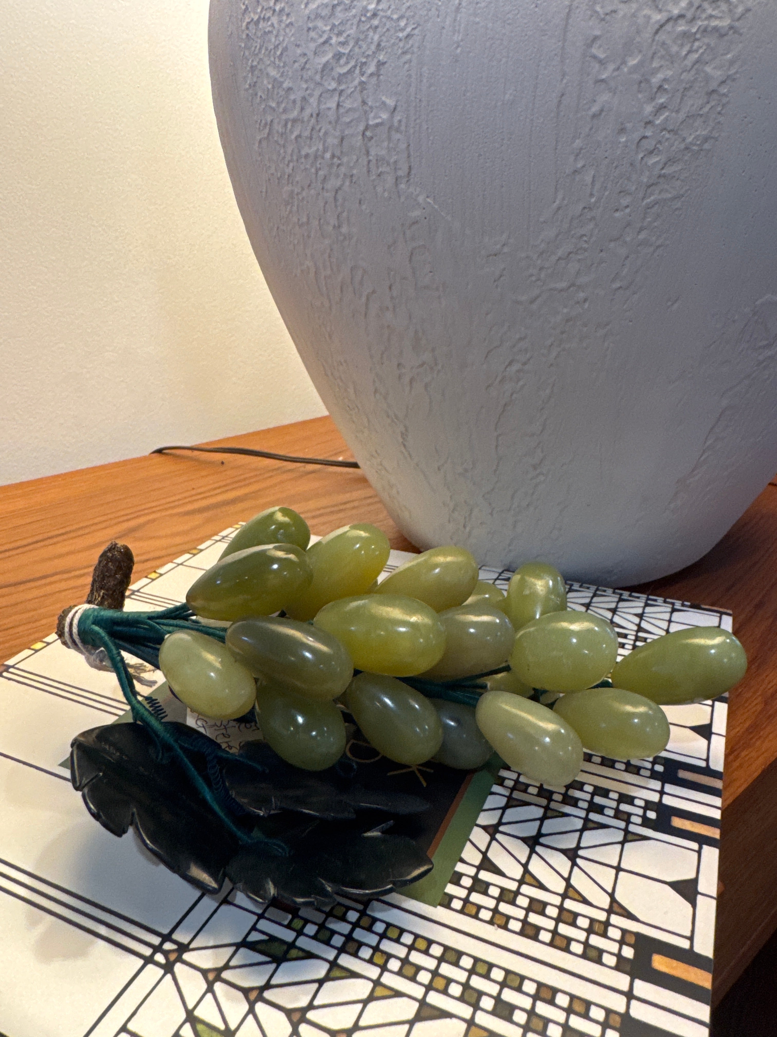 Vintage, Mcm hand carved jade grape clusters