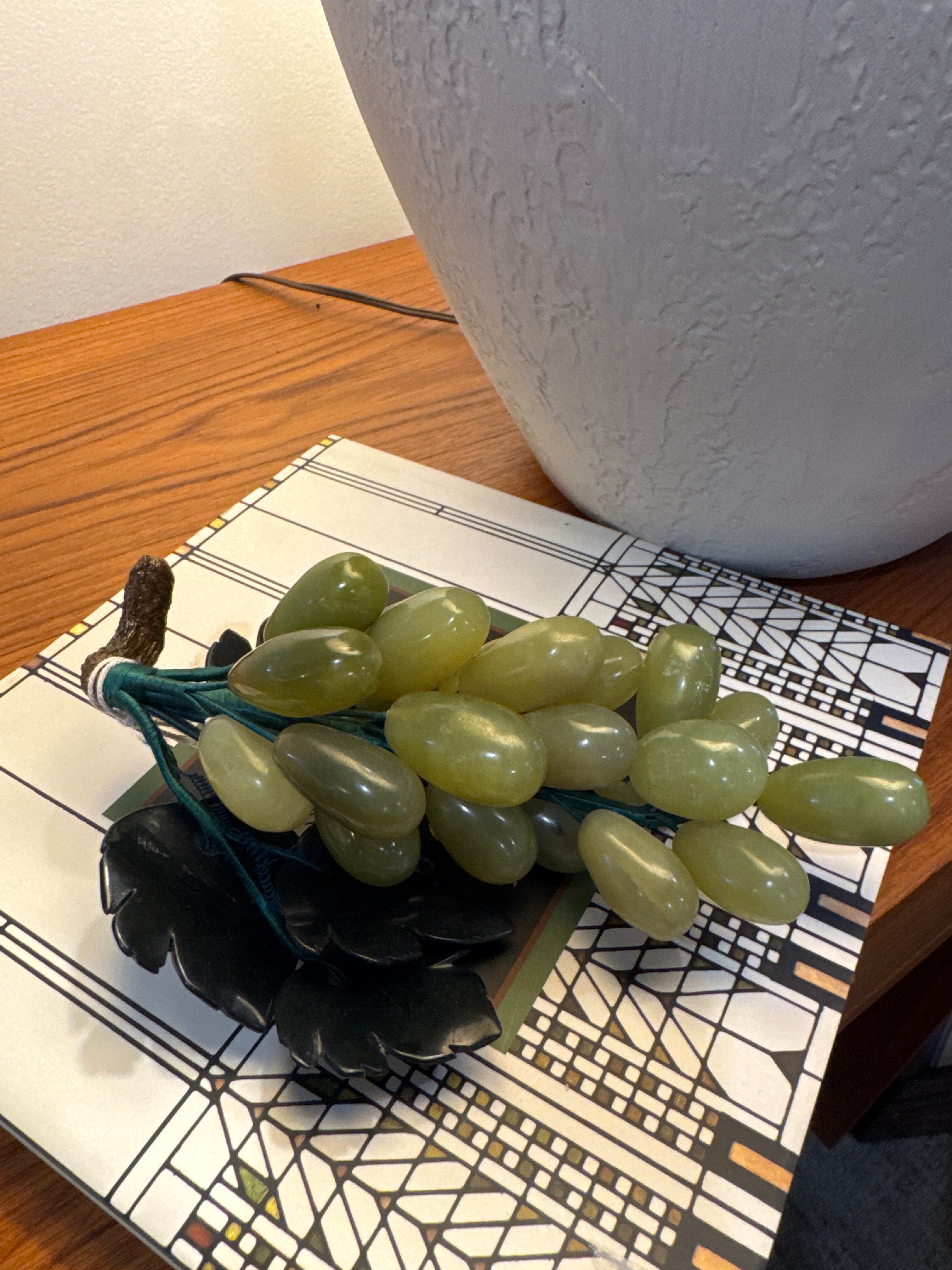 Vintage, Mcm hand carved jade grape clusters