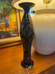Vintage, brass etched tall oriental vase