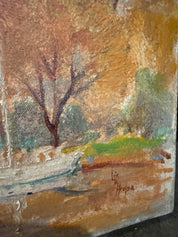 Fall rectangular painting on canvas